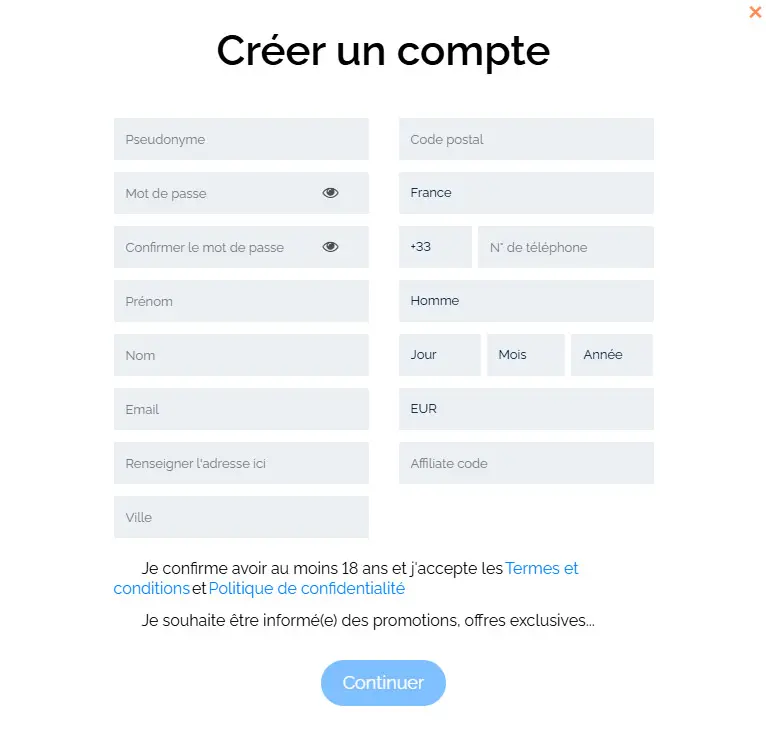 Proceso de registro SOMOSCASINO